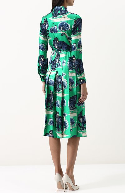  Шелковое платье-рубашка с принтом GUCCI, арт. 497661/ZKP94, фото 4