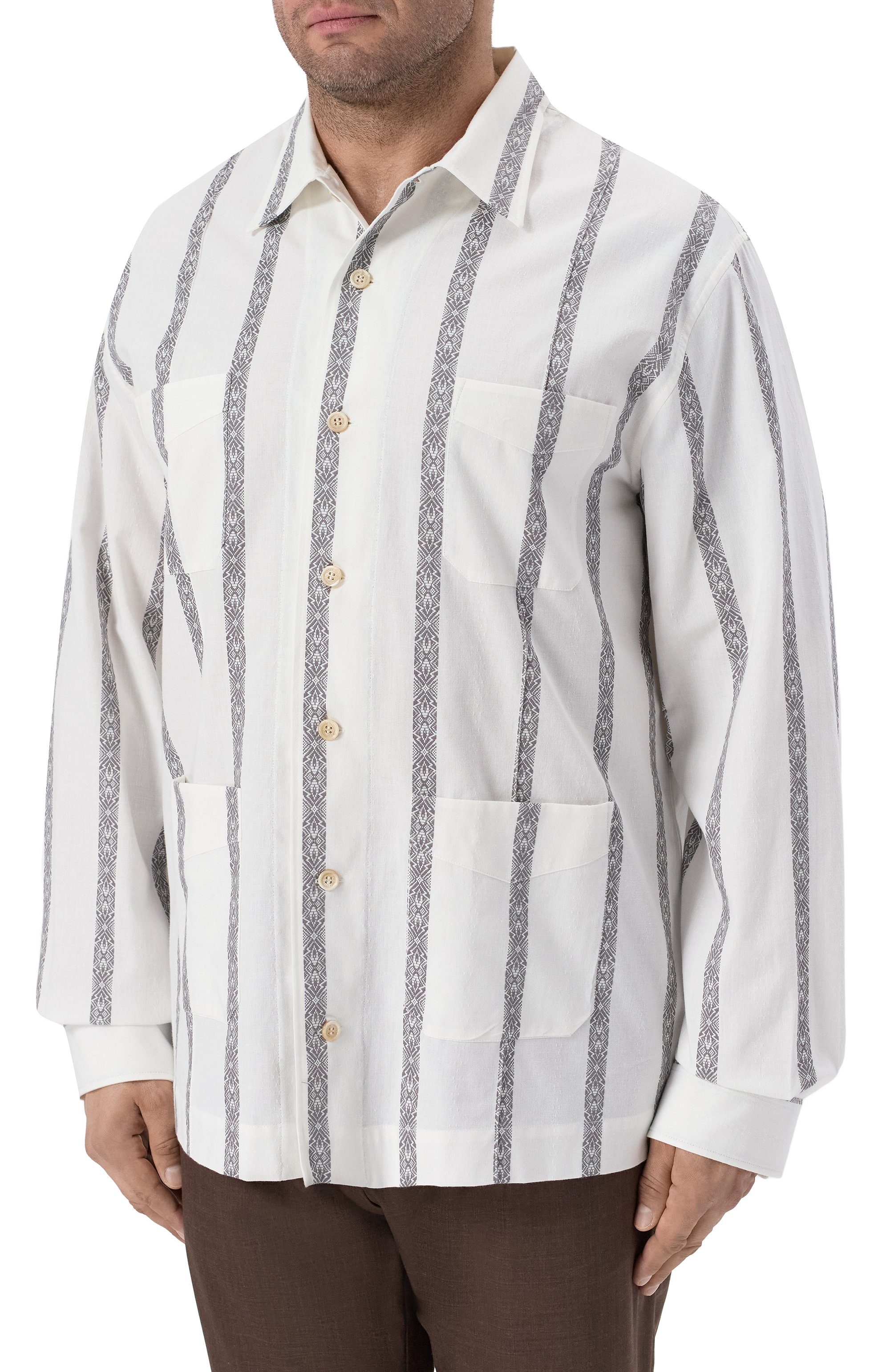 Хлопковая рубашка BRUNELLO CUCINELLI, арт. MM6790648, фото 3