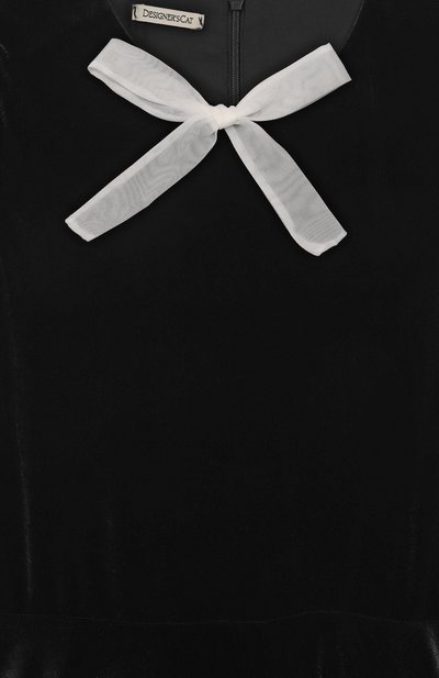 Бархатное платье DESIGNERS CAT черного цвета по цене 51950 руб., арт. 100000K01001869/MATA/10-12, фото 3 Бархатное платье DESIGNERS CAT, арт. 100000K01001869/MATA/10-12, фото 3