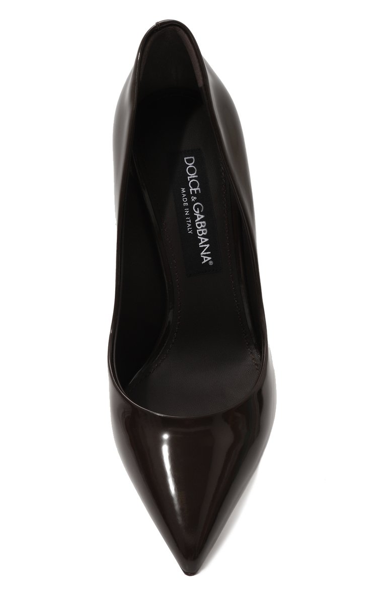 Женские кожаные туфли cardinale DOLCE & GABBANA темно-коричневого цвета, арт. CD1657/A1037 | Фото 6 (Каблук высота: Высокий; Подошва: Плоская; Материал внутренний: Натуральная кожа; Каблук тип: Шпилька; Материал внешний: Натуральная кожа; Автоматизация ТО: Проставлено; Автоматизация состава: Проставлено)