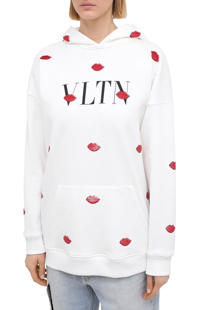 Хлопковое худи VALENTINO белого цвета по цене 180500 руб., арт. VB3MF08N64K, фото 3 Хлопковое худи VALENTINO, арт. VB3MF08N64K, фото 3