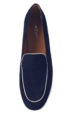 Женские замшевые лоферы KITON синего цвета, арт. D59801N0100821 | Фото 6 (Материал внутренний: Натуральная кожа; Подошва: Плоская; Драгоценные камни: Проставлено; Каблук высота: Низкий; Материал внешний: Натуральная кожа, Замша; Материал сплава: Проставлено)