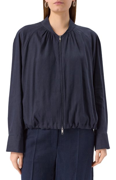 Бомбер изо льна и вискозы BOSS темно-синего цвета по цене 45450 руб., арт. 50537957, фото 3 Бомбер изо льна и вискозы BOSS, арт. 50537957, фото 3