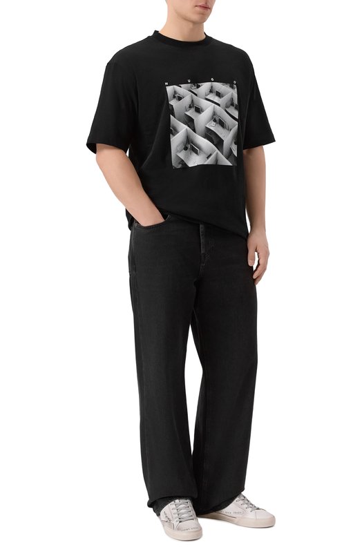 Хлопковая футболка HUGO 50553330 Чёрный  50553330 Фото 2