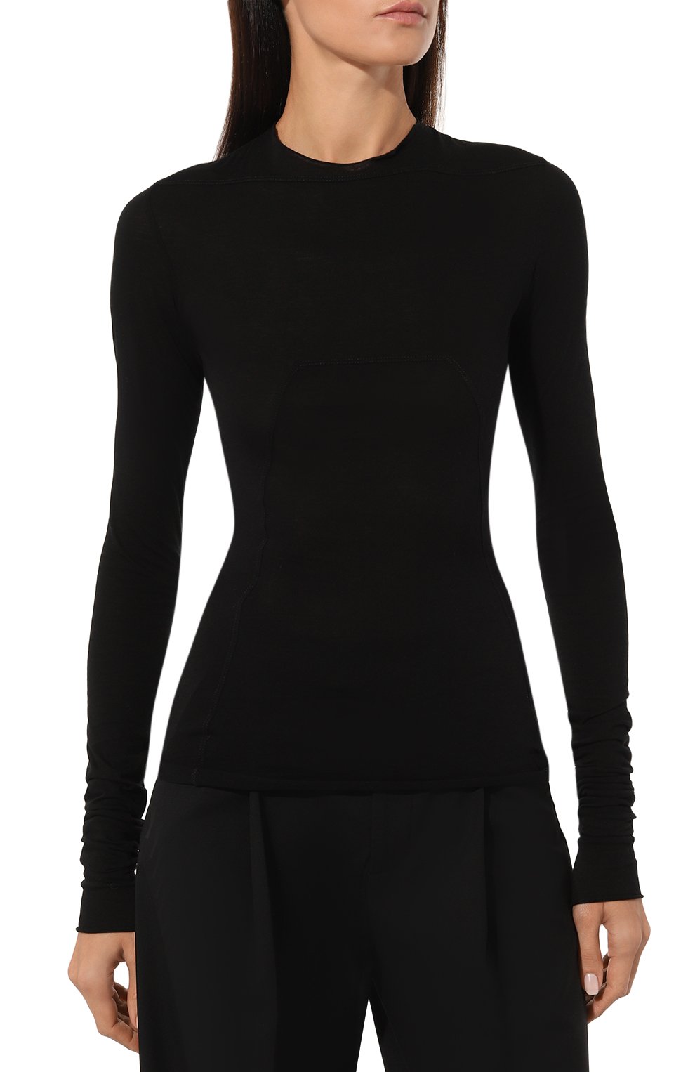 Лонгслив из хлопка и кашемира RICK OWENS черного цвета по цене 45400 руб., арт. RP02D3228/JWS, фото 3 Лонгслив из хлопка и кашемира RICK OWENS, арт. RP02D3228/JWS, фото 3