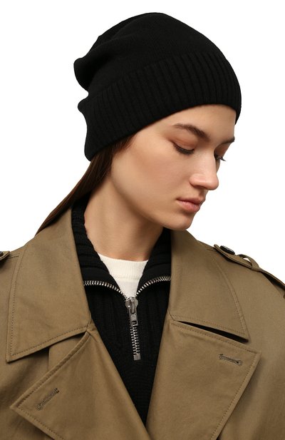 Кашемировая шапка CANOE черного цвета по цене 23240 руб., арт. 4912410, фото 2 Кашемировая шапка CANOE, арт. 4912410, фото 2