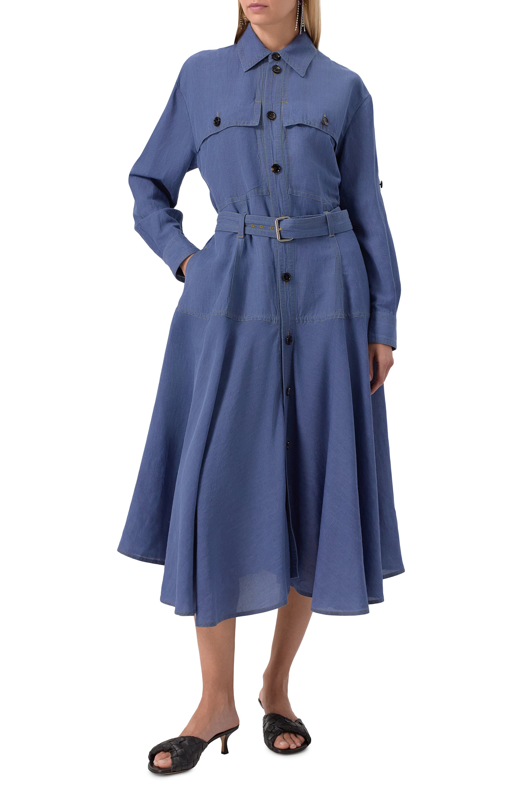 Платье из вискозы и льна BOTTEGA VENETA, арт. 808563/V4CX0, фото 3