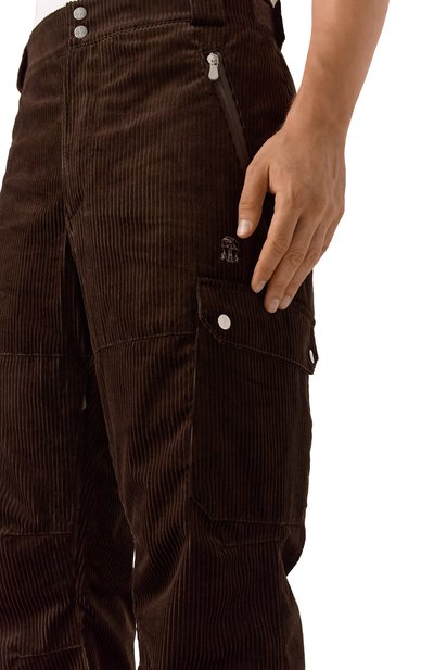 Вельветовые брюки-карго BRUNELLO CUCINELLI темно-коричневого цвета по цене 437500 руб., арт. MM180KP05, фото 5 Вельветовые брюки-карго BRUNELLO CUCINELLI, арт. MM180KP05, фото 5