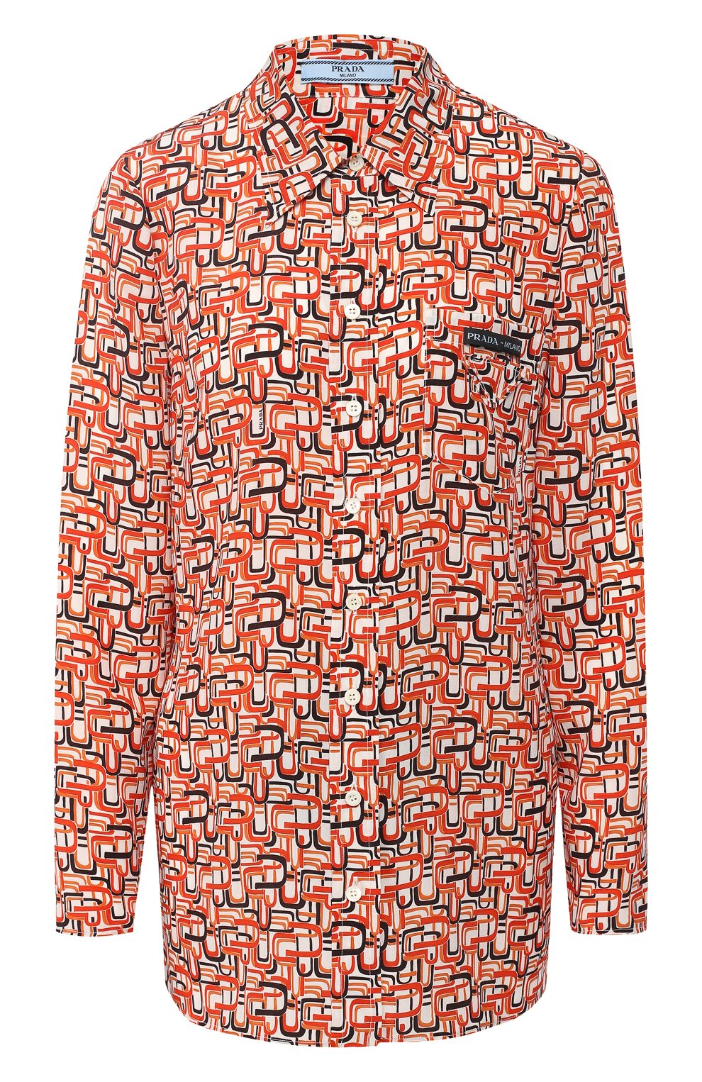 Хлопковая блуза прямого кроя с принтом PRADA, арт. P491C-1S2B-F0049, фото 1
