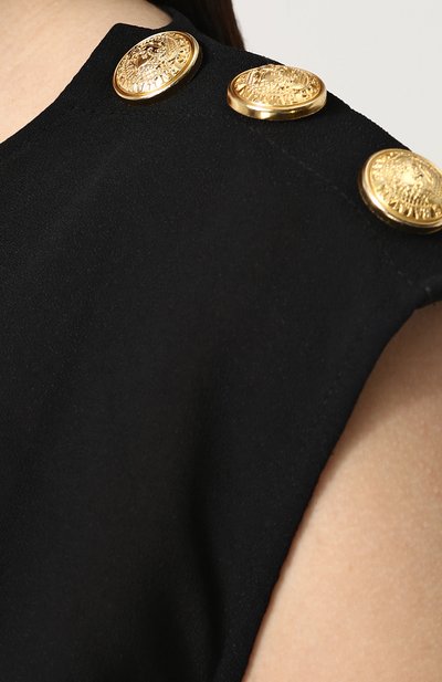 Однотонный топ асимметричного кроя из вискозы BALMAIN черного цвета по цене 35550 руб., арт. 131415/196S, фото 5 Однотонный топ асимметричного кроя из вискозы BALMAIN, арт. 131415/196S, фото 5