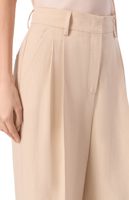 Брюки из вискозы и льна Weekend Max Mara WKDVELIER0 Кремовый  WKDVELIER0 Фото 5