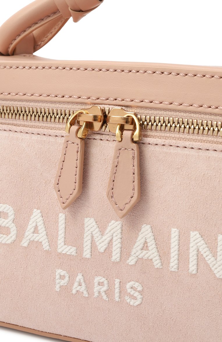 Женская сумка b-army BALMAIN светло-розового цвета, арт. EN1BG921/LCBD | Фото 3 (Материал: Натуральная кожа, Натуральная замша; Ремень/цепочка: На ремешке; Размер: small; Автоматизация ТО: Проставлено; Автоматизация состава: Проставлено)