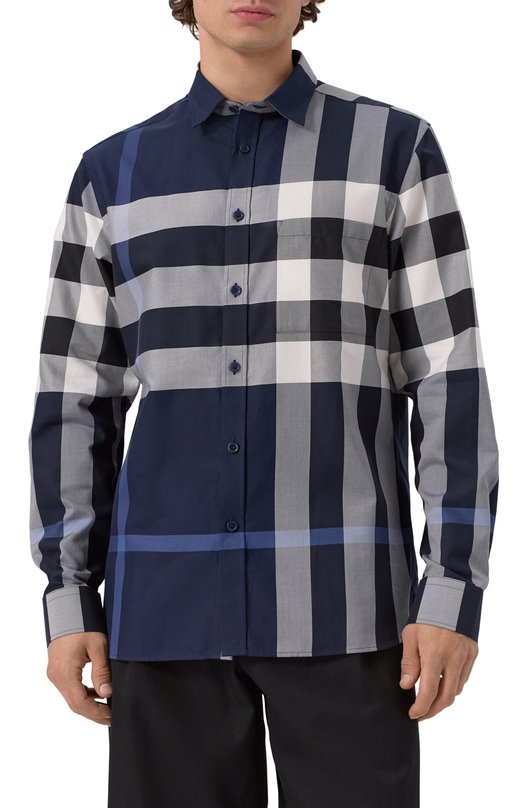 Хлопковая рубашка Burberry 8071536 Синий  8071536 Фото 3