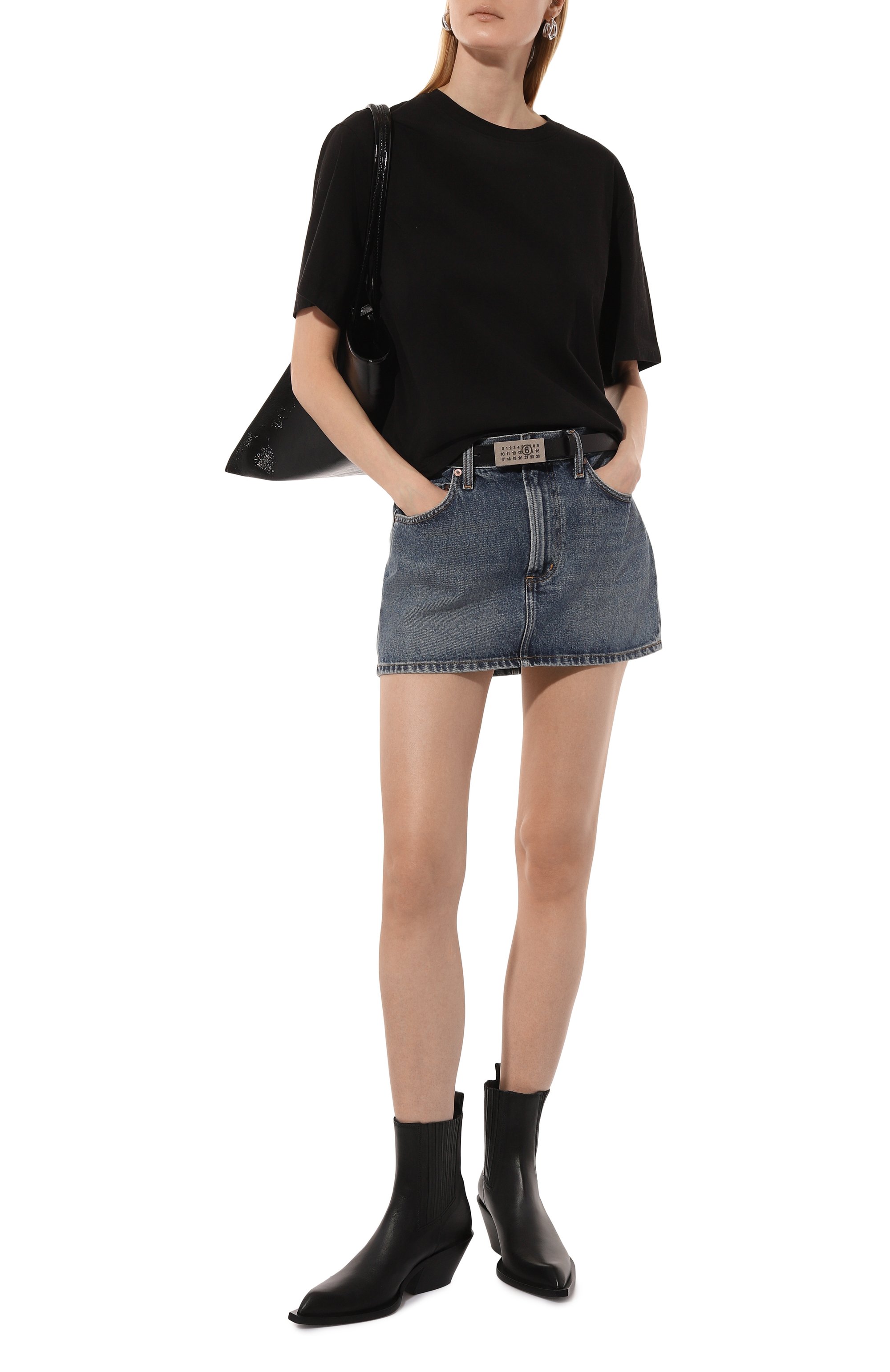 Джинсовая юбка AGOLDE синего цвета по цене 35150 руб., арт. A3061B1206, фото 2 Джинсовая юбка AGOLDE, арт. A3061B1206, фото 2