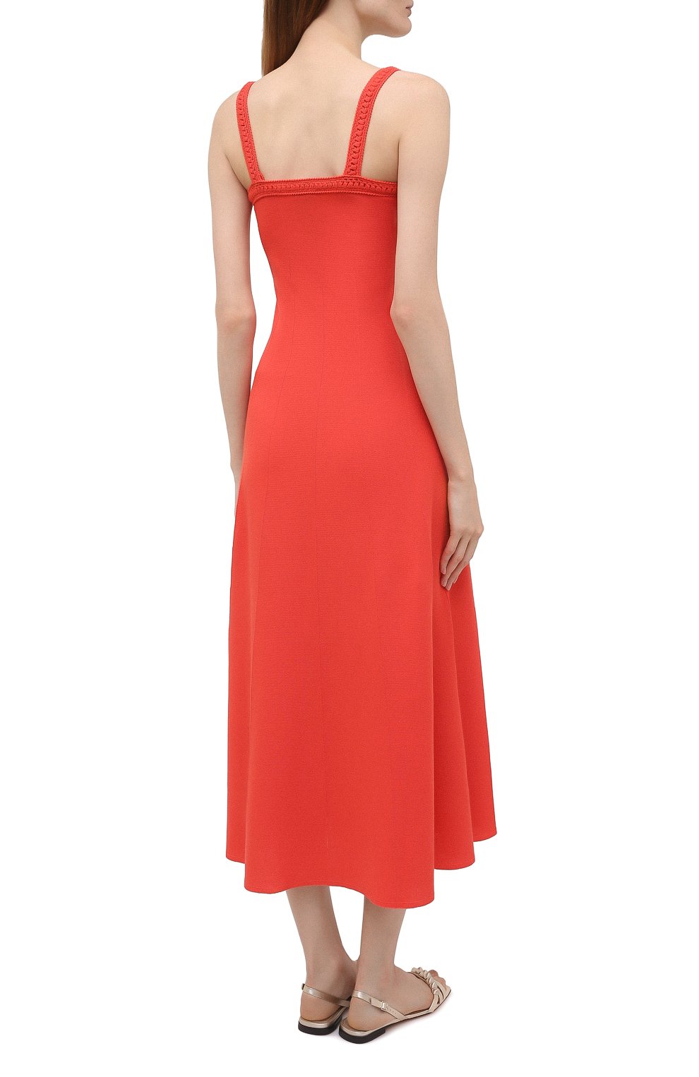Платье из шелка и хлопка LORO PIANA кораллового цвета по цене 299500 руб., арт. FAL5250, фото 4 Платье из шелка и хлопка LORO PIANA, арт. FAL5250, фото 4