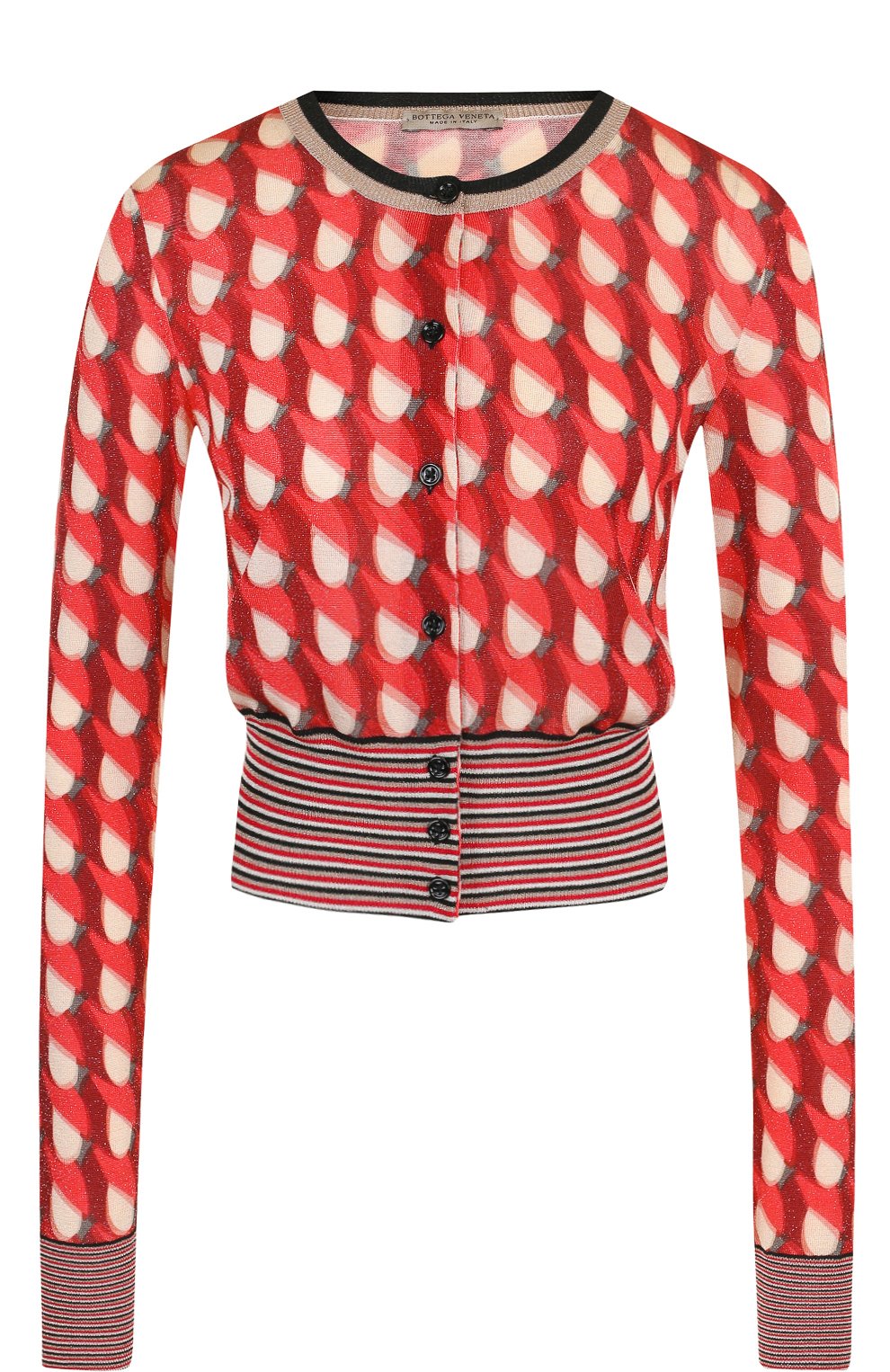 Приталенный кардиган из смеси шелка и вискозы с принтом BOTTEGA VENETA, арт. 517733/VERE0, фото 1