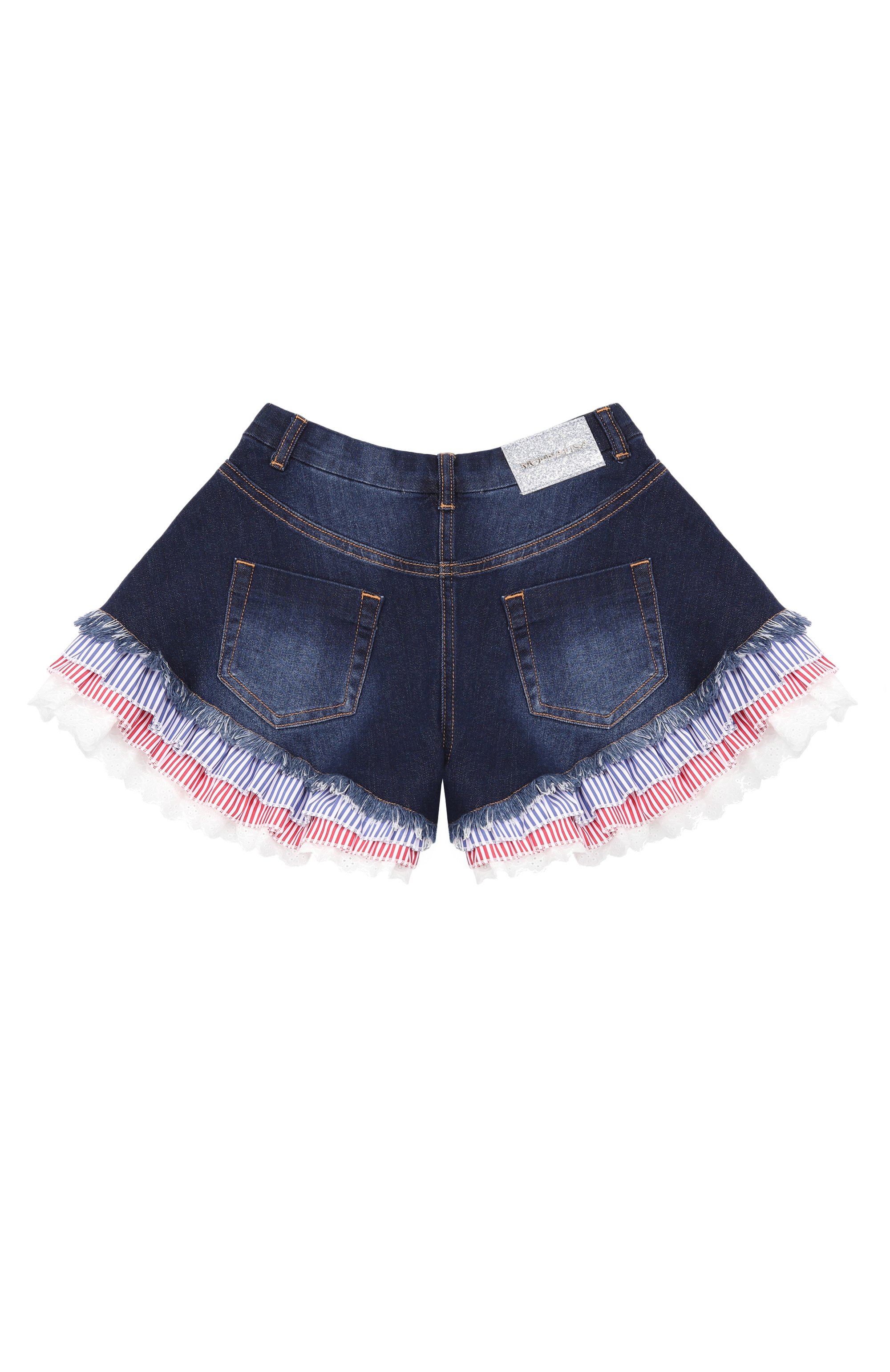 Джинсовые шорты MONNALISA темно-синего цвета по цене 20700 руб., арт. 19G401, фото 2 Джинсовые шорты MONNALISA, арт. 19G401, фото 2