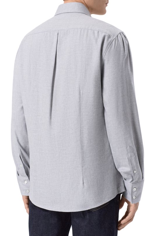 Рубашка из хлопка и лиоцелла Brunello Cucinelli MY6371718 Серый  MY6371718 Фото 4