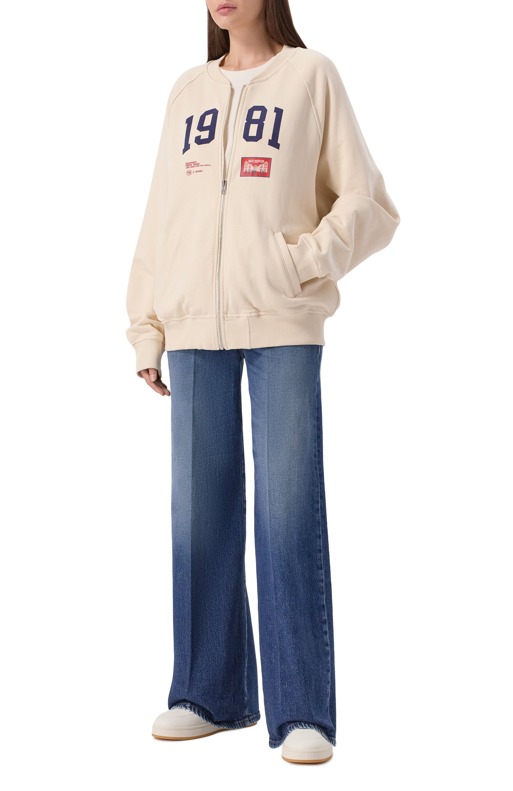 Хлопковая толстовка REPLAY кремового цвета по цене 21900 руб., арт. W3508 .000.23802, фото 2 Хлопковая толстовка REPLAY, арт. W3508 .000.23802, фото 2