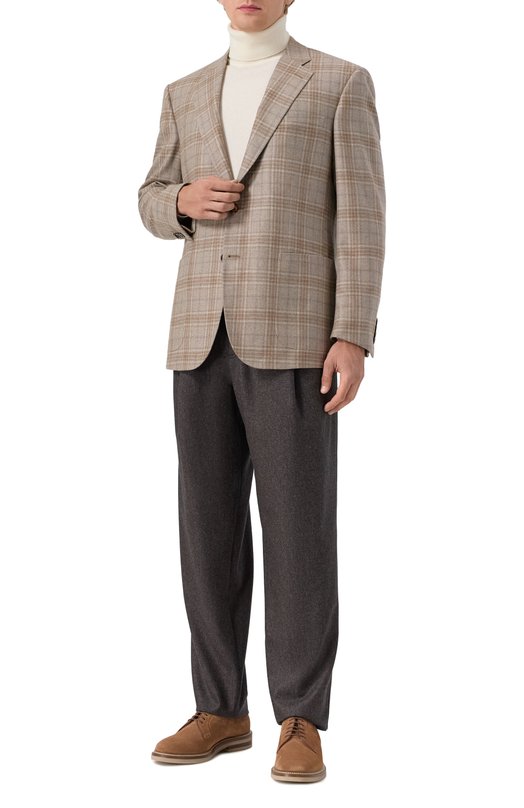 Шерстяные брюки Brunello Cucinelli M038PS2480 Коричневый  M038PS2480 Фото 2