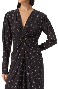 Женское платье из вискозы ISABEL MARANT ETOILE черного цвета, арт. 25PR00726FA/C1J02E | Фото 5 (Материал внешний: Вискоза; Драгоценные камни: Проставлено; Длина Ж (юбки, платья, шорты): Миди; Материал сплава: Проставлено; Рукава: Длинные; Женское Кросс-КТ: Платье-одежда; Случай: Повседневный)