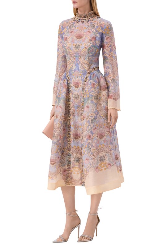 Платье изо льна и шелка Zimmermann 6591DC261 Голубой  6591DC261 Фото 2