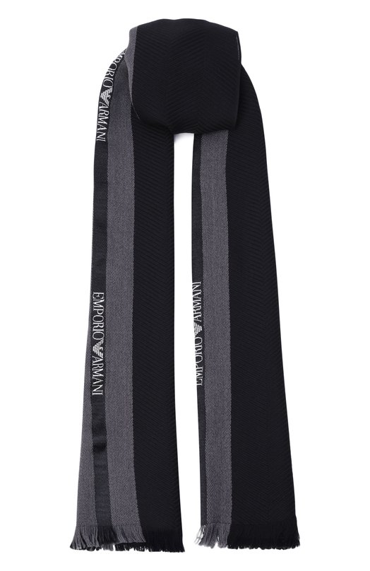 Шарф из шерсти и шелка Emporio Armani EM005050/AF24506 Чёрный EM005050/AF24506