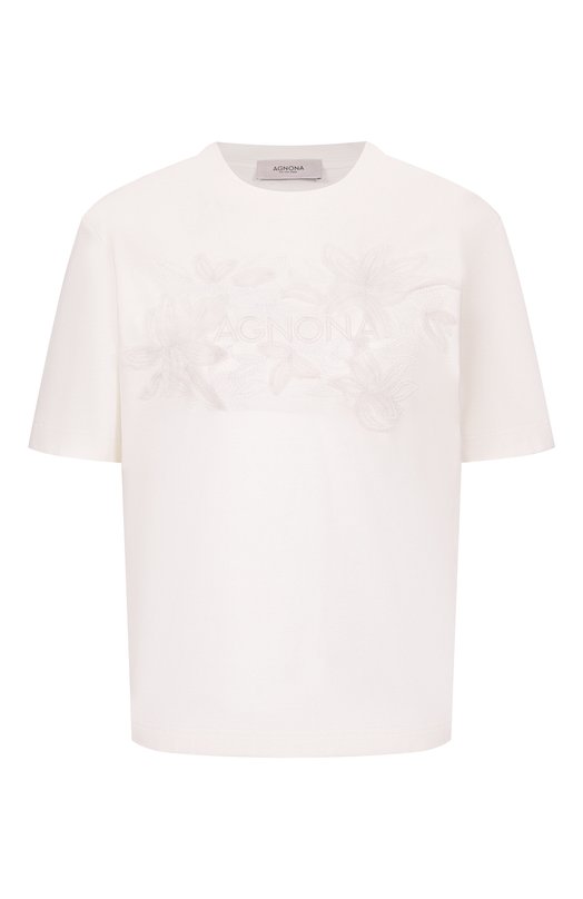 Хлопковая футболка Agnona TT1109E/Y2050E Кремовый TT1109E/Y2050E