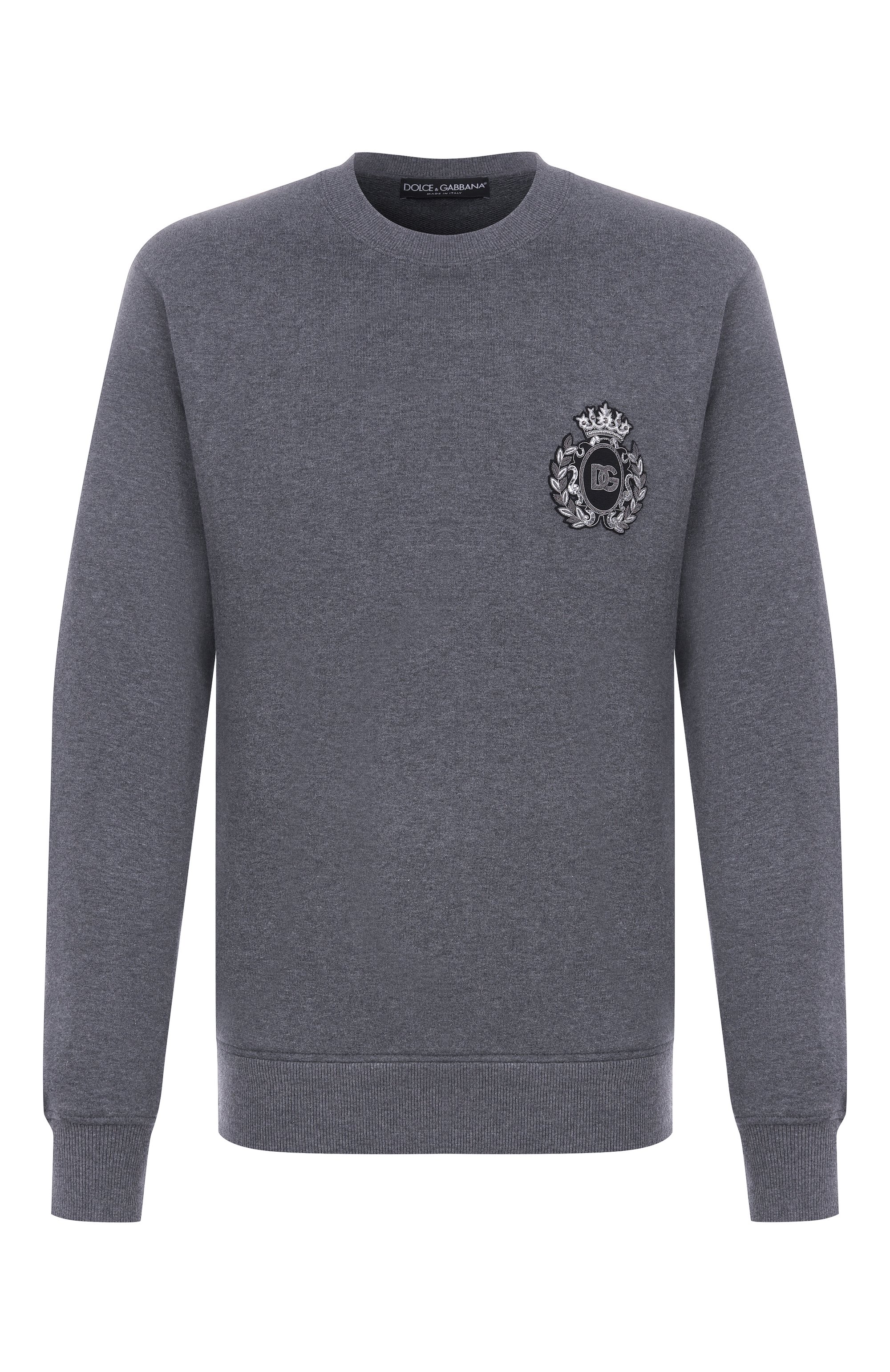 Хлопковый свитшот DOLCE & GABBANA серого цвета по цене 111500 руб., арт. G9ABJZ/G7PJ7, фото 1 Хлопковый свитшот DOLCE & GABBANA, арт. G9ABJZ/G7PJ7, фото 1