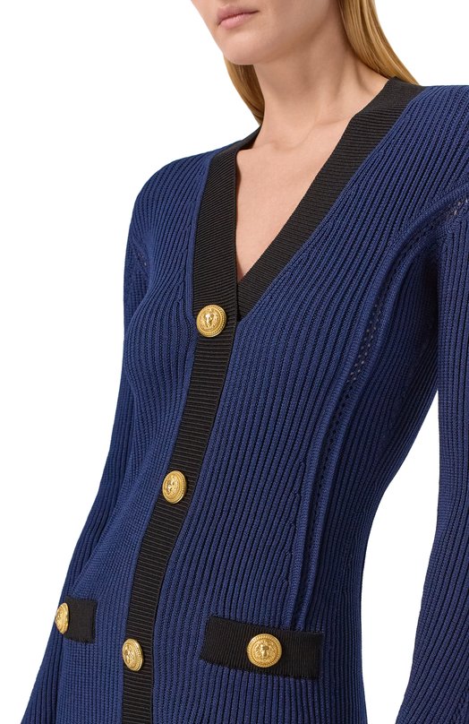 Платье из вискозы Balmain FF0R8033/KJ15 Синий  FF0R8033/KJ15 Фото 5