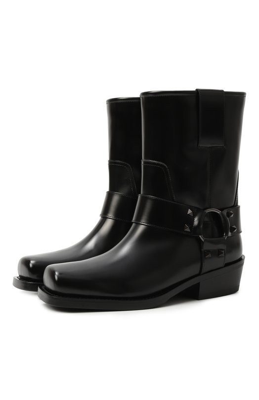 Кожаные ботинки Rockstud Valentino 5W0S0KN4/NIB Чёрный 5W0S0KN4/NIB