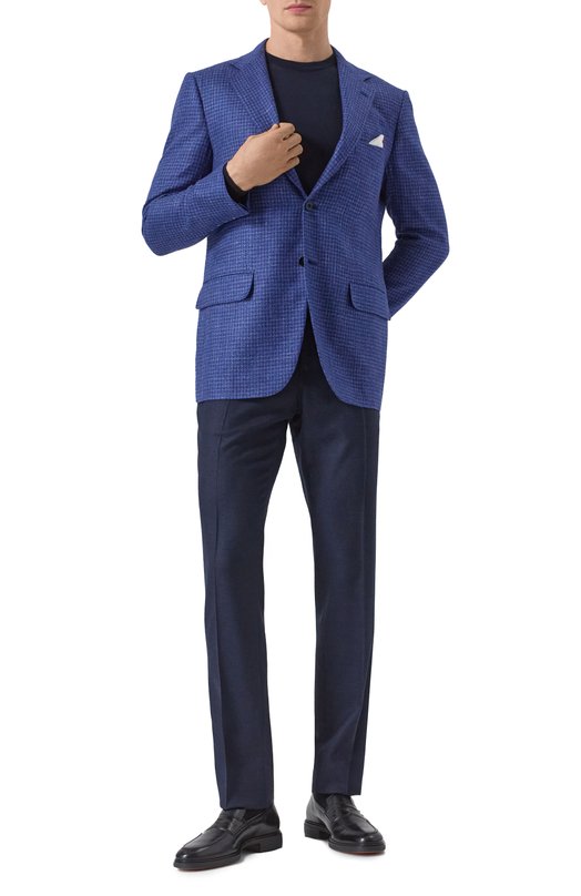Пиджак из шерсти и кашемира Kiton UG81K0639E01 Синий  UG81K0639E01 Фото 3