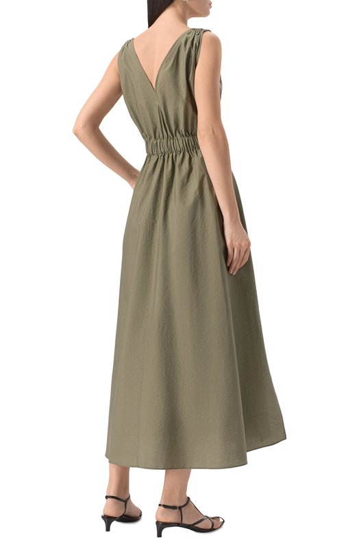 Хлопковое платье Brunello Cucinelli M0F79A5092 Хаки  M0F79A5092 Фото 4