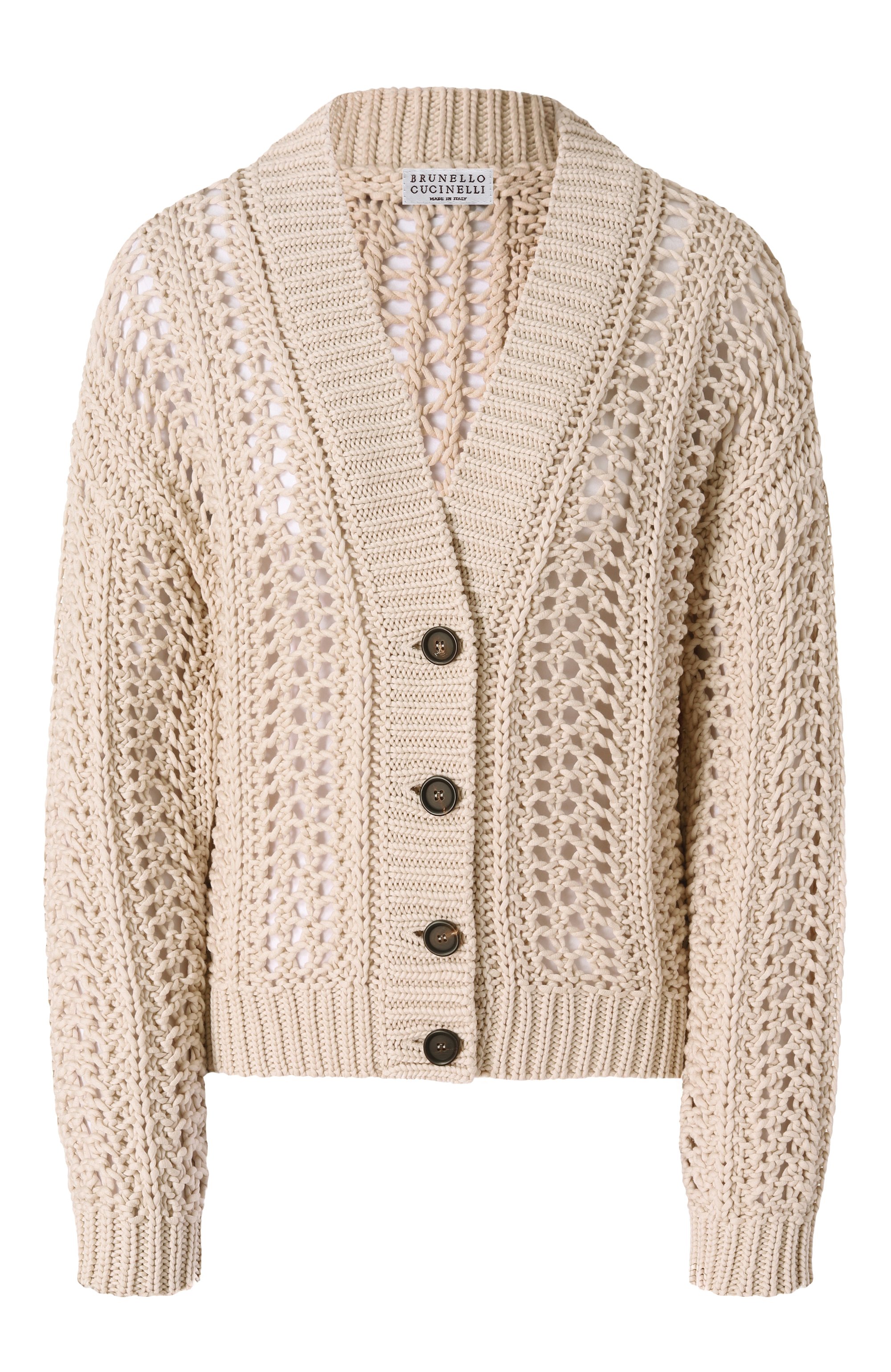 Хлопковый кардиган BRUNELLO CUCINELLI бежевого цвета по цене 208500 руб., арт. M8E389106, фото 1 Хлопковый кардиган BRUNELLO CUCINELLI, арт. M8E389106, фото 1