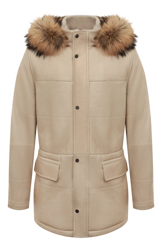 

Дубленка с меховой отделкой Kiton, Кремовый