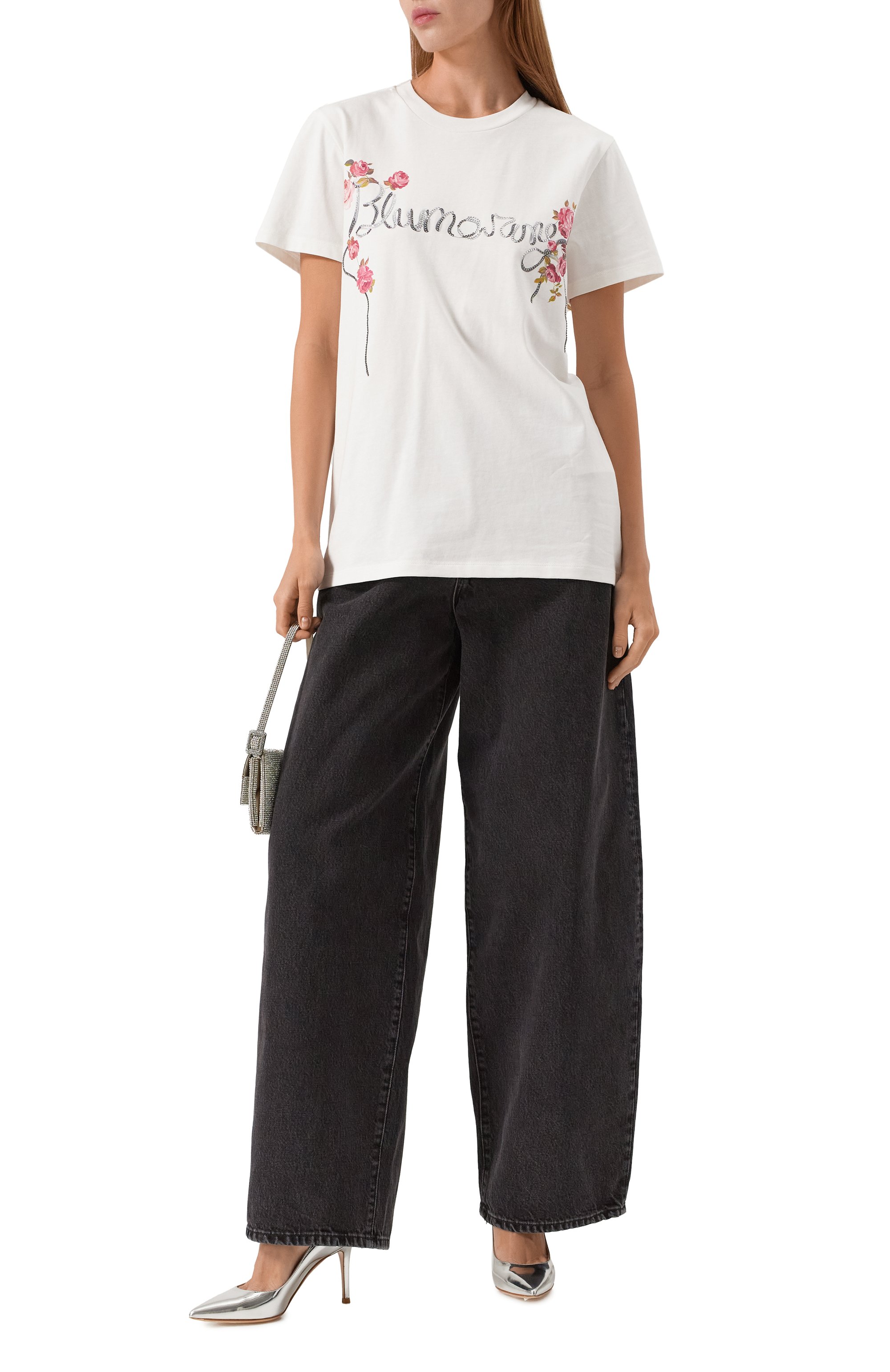 Хлопковая футболка BLUMARINE белого цвета по цене 48600 руб., арт. P522T094A, фото 2 Хлопковая футболка BLUMARINE, арт. P522T094A, фото 2