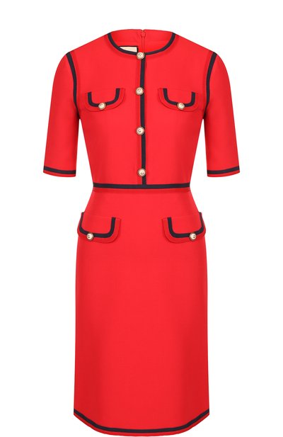 Женское приталенное мини-платье из смеси шерсти и шелка GUCCI, арт. 475850/ZHM88