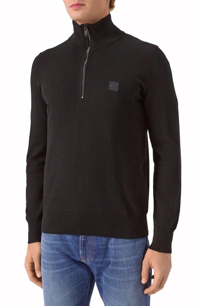 Хлопковый джемпер BOSS ORANGE черного цвета по цене 19500 руб., арт. 50527585, фото 3 Хлопковый джемпер BOSS ORANGE, арт. 50527585, фото 3