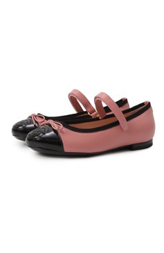 Детские кожаные балетки DOLCE & GABBANA темно-розового цвета, арт. D11273/A7924/29-36 | Фото 1 (Материал сплава: Проставлено; Материал внутренний: Натуральная кожа; Нос: Не проставлено; Материал внешний: Натуральная кожа)