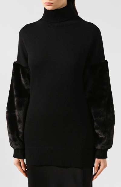 Свитер из смеси шерсти и вискозы MICHAEL MICHAEL KORS черного цвета по цене 23600 руб., арт. MF96P0VCSN, фото 3 Свитер из смеси шерсти и вискозы MICHAEL MICHAEL KORS, арт. MF96P0VCSN, фото 3