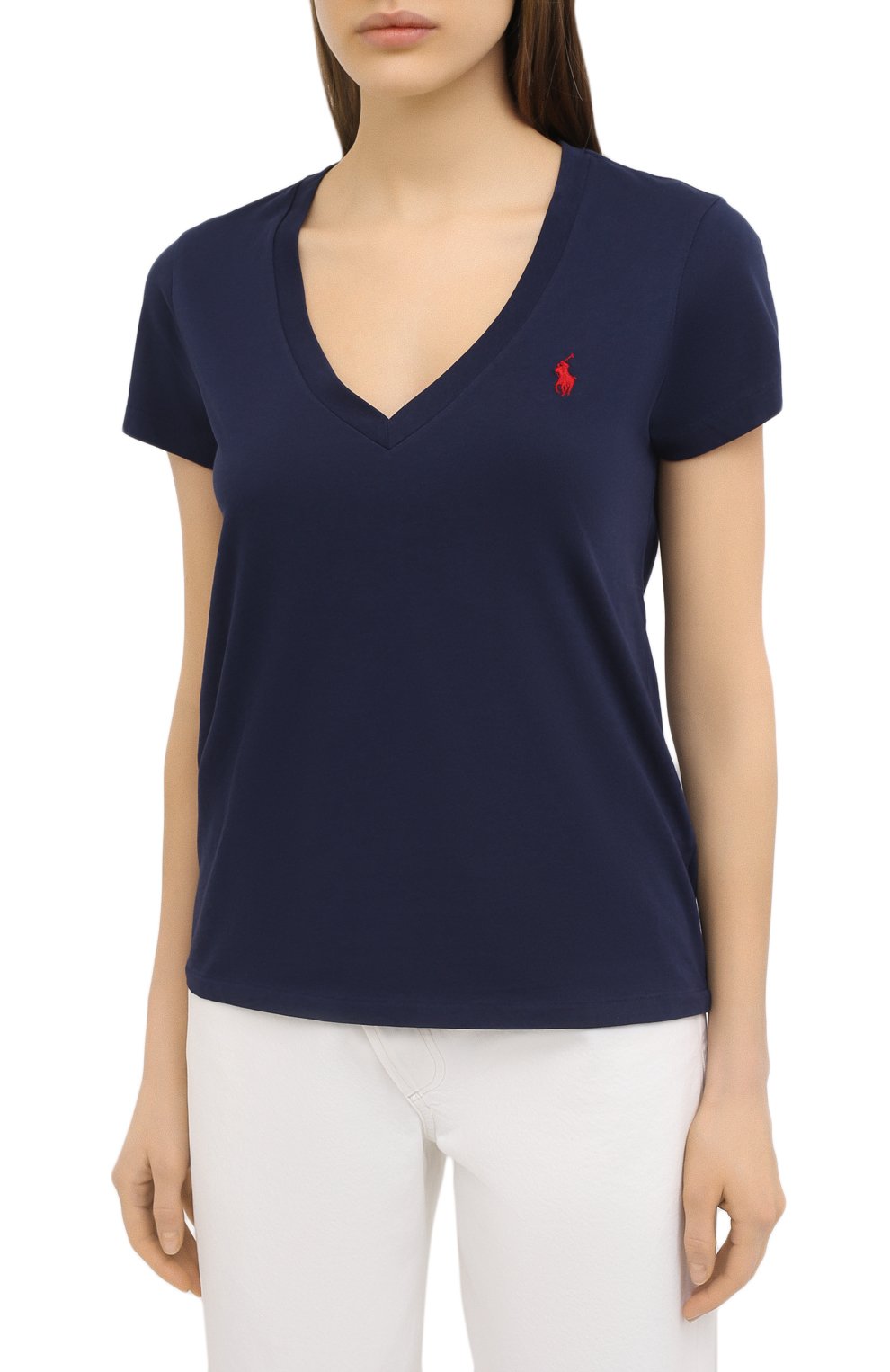 Хлопковая футболка POLO RALPH LAUREN синего цвета по цене 7885 руб., арт. 211810419, фото 3 Хлопковая футболка POLO RALPH LAUREN, арт. 211810419, фото 3