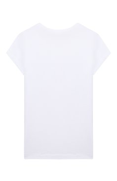 Детская хлопковая футболка MONNALISA белого цвета, арт. 19C621 | Фото 2 (Девочки Кросс-КТ: футболка-одежда; Рукава: Короткие; Материал сплава: Проставлено; Материал внешний: Хлопок; Драгоценные камни: Проставлено)