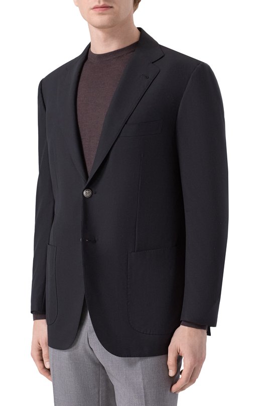 Шерстяной пиджак Kiton UG81K01X25 Чёрный  UG81K01X25 Фото 4
