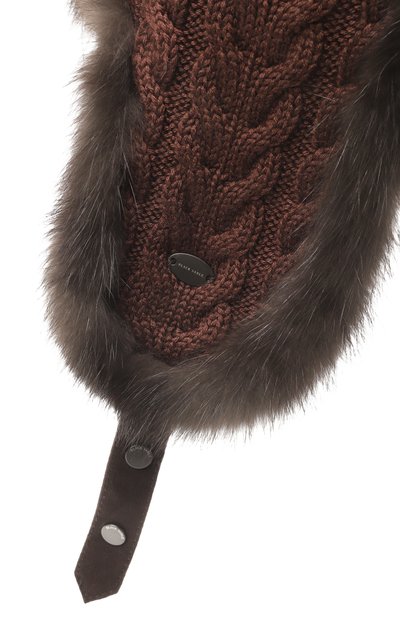 Кашемировая шапка-ушанка с �мехом соболя BLACK SABLE, арт. BS-FHK-EB, фото 3