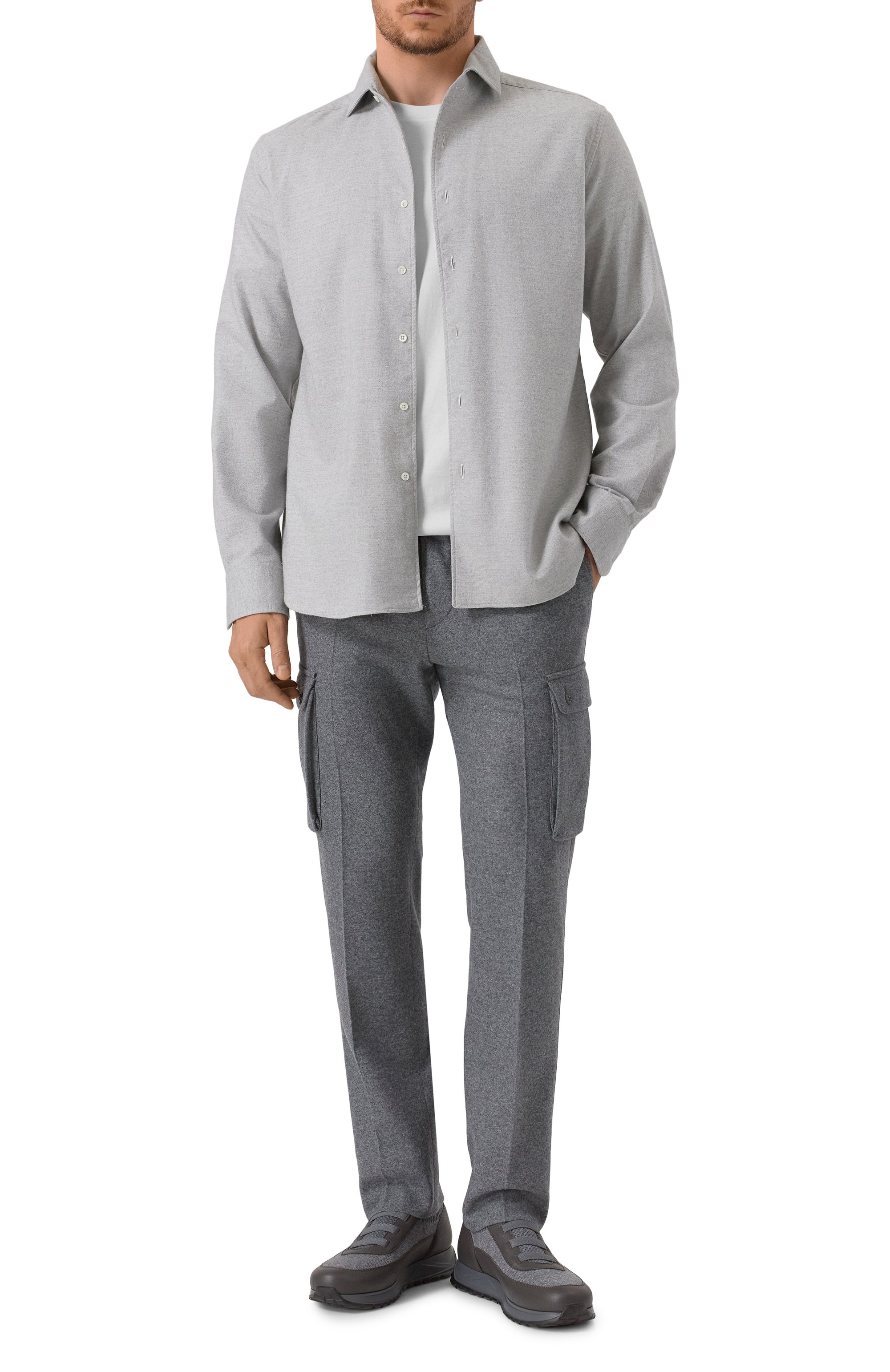 Рубашка из хлопка и кашемира CORNELIANI серого цвета по цене 46850 руб., арт. 26P156-2611629, фото 2 Рубашка из хлопка и кашемира CORNELIANI, арт. 26P156-2611629, фото 2