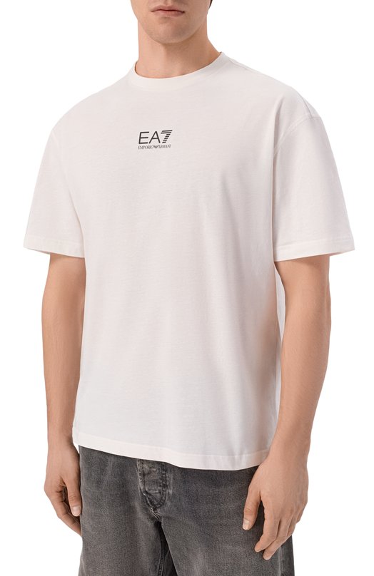 Хлопковая футболка EA7 7M001402/AF22264 Белый  7M001402/AF22264 Фото 3