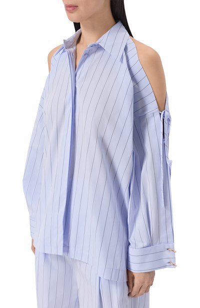 Хлопковая рубашка ERIKA CAVALLINI голубого цвета по цене 52400 руб., арт. P6SJ17, фото 3 Хлопковая рубашка ERIKA CAVALLINI, арт. P6SJ17, фото 3