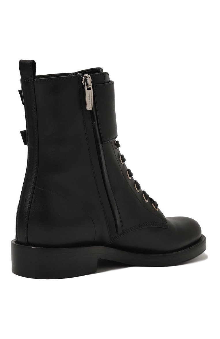 Женские кожаные ботинки lagarde GIANVITO ROSSI черного цвета, арт. G70453.20CU0.CLNNER0/35 | Фото 3 (Каблук высота: Ни�зкий; Подошва: Плоская; Материал внутренний: Натуральная кожа; Женское Кросс-КТ: Военные ботинки; Материал утеплителя: Без утеплителя; Материал внешний: Натуральная кожа)