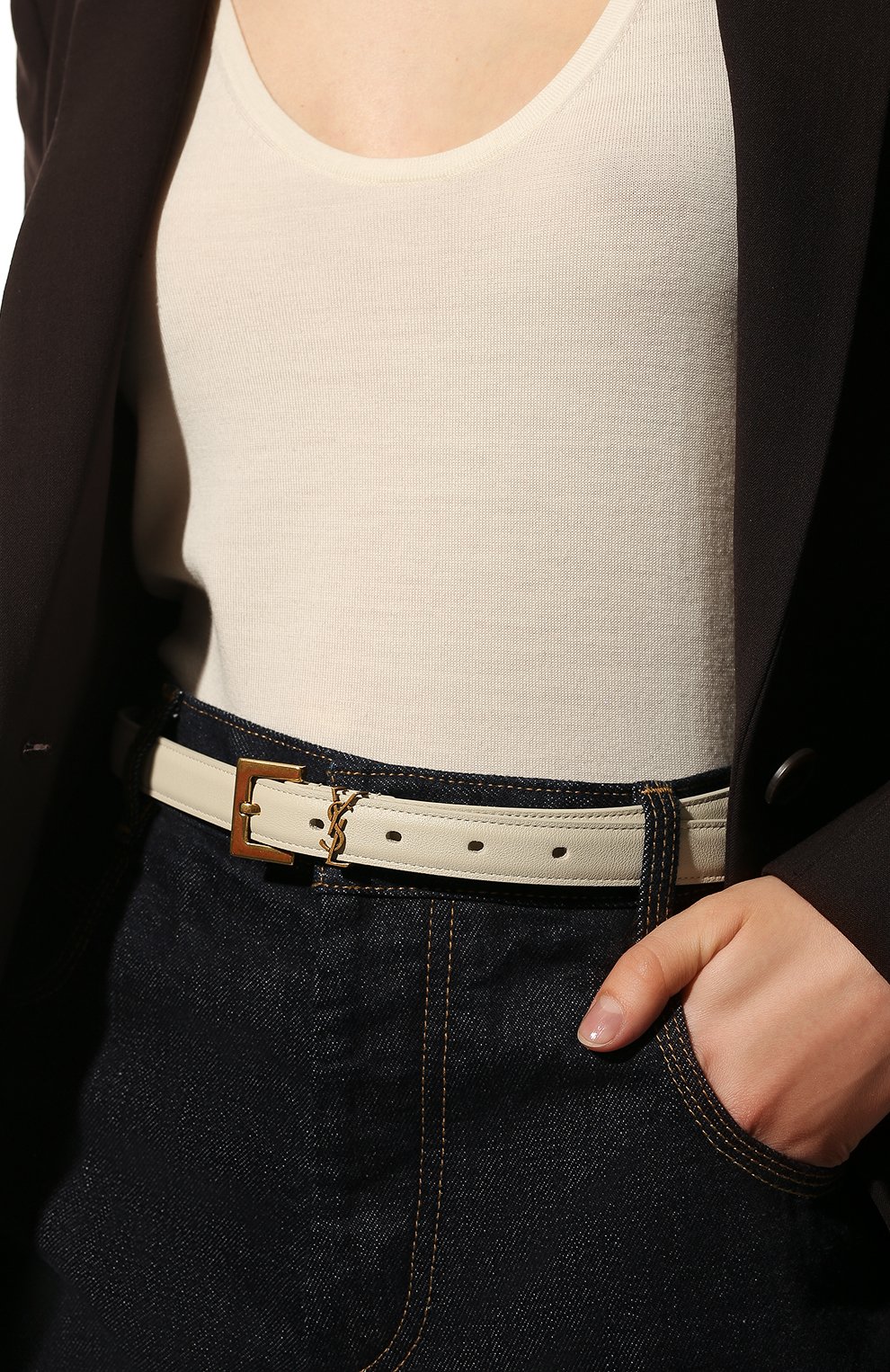 Кожаный ремень SAINT LAURENT, арт. 554465/B000W, фото 2