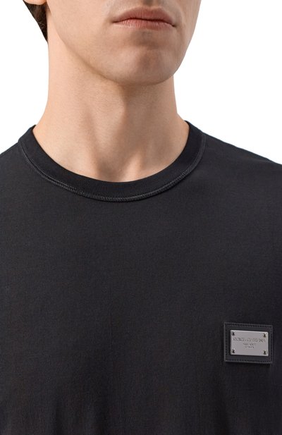 Хлопковая футболка DOLCE & GABBANA черного цвета по цене 45950 руб., арт. G8PT1T/G7P1B, фото 5 Хлопковая футболка DOLCE & GABBANA, арт. G8PT1T/G7P1B, фото 5